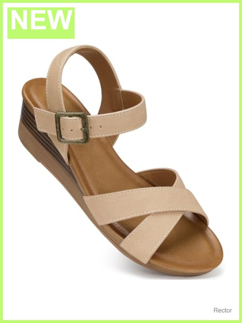 SHIBEVER Wedge Sandals Women Comfortable Low Heel Adjustable Ankle Strap Summer